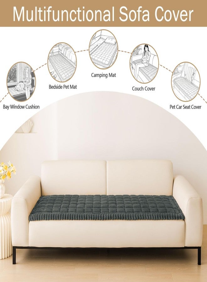 hyha Couch Covers for Dogs Washable, Non Slip Plush Dog Sofa Protectors, Fuzzy Pet Couch Covers for 3 Cushion Sofa Pet Friendly (Dark Grey, 27.6" x 88") - Image 3