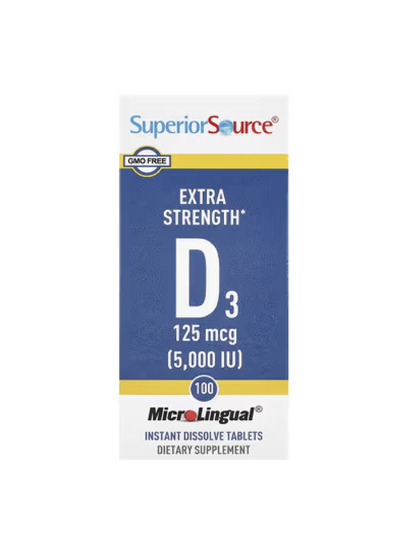 Superior Source D3, 125 mcg (5,000 IU), 100 MicroLingual® Instant Dissolve Tablets