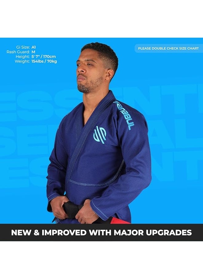 Sanabul  Sanabul Essential BJJ Gi for Men | Brazilian Jiu Jitsu Gi BJJ | Lightweight, Preshrunk Cotton Fabric | IBJJF Approved (Navy, A0)  - Image 2