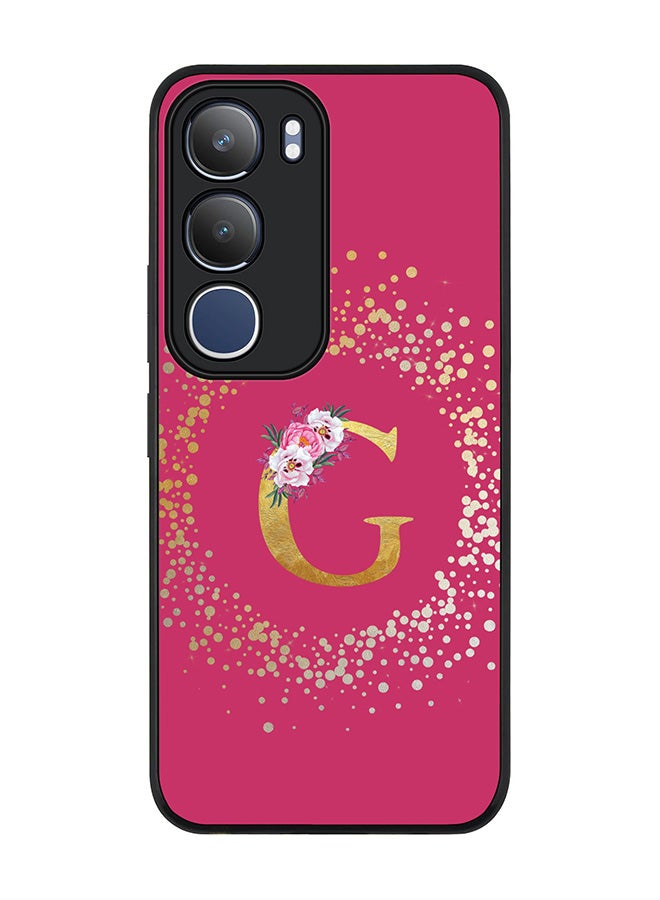 Stylizedd For vivo Y19s / Y19s Pro Case,Slim fit Camera Protection, Shockproof Thin Phone cover  - Custom Monogram Floral - G ( Deep Pink )