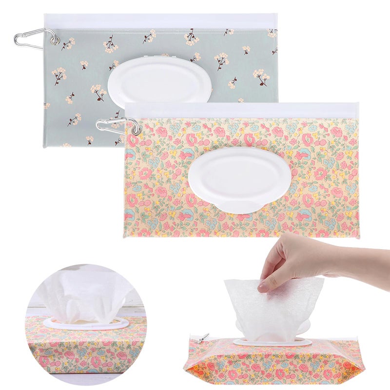 YAHUIPEIUS 2Packs Baby Wipes Dispenser Portable Baby Wipe Holder Refillable Wet Wipes Container Reusable Travel Wipes Case, Keeps Wipes Fresh(Blue) - Image 1