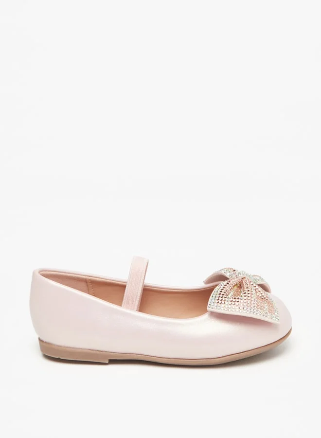 Flora Bella By Shoexpress Girl's Bow Embellished Ballerina With Elasticated Strap