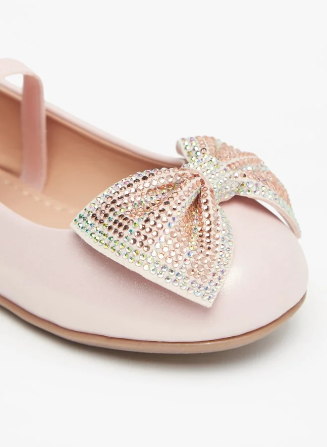Flora Bella By Shoexpress Girl's Bow Embellished Ballerina With Elasticated Strap