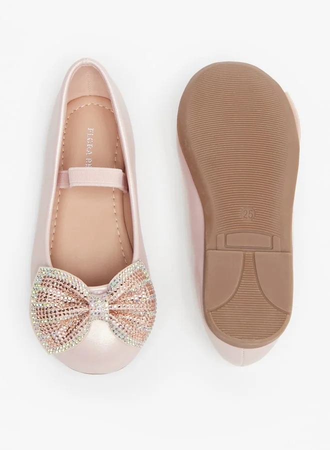 Flora Bella By Shoexpress Girl's Bow Embellished Ballerina With Elasticated Strap