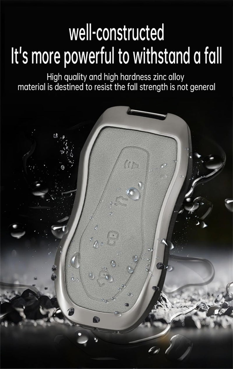 D Type Black Leather Zinc Alloy Key Fob Cover For Geely Coolray X6 Emgrand GX7 Smart Case - Image 4