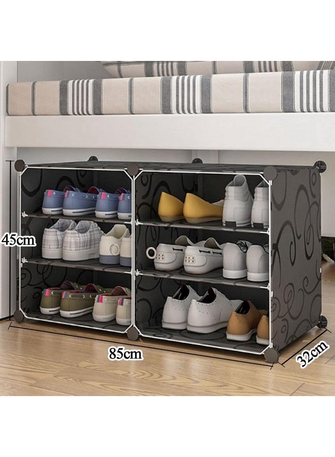 Zemic Plastic Shoe Rack for Home with Door,Adjustable Plastic Shoe Rack for Bedroom/Outdoor Waterproof,Multi-Purpose Shoe Organizer,High-Density PP Frame for Stability (6-SHELF-2-DOOR, Black) - Image 2