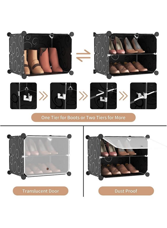 Zemic Plastic Shoe Rack for Home with Door,Adjustable Plastic Shoe Rack for Bedroom/Outdoor Waterproof,Multi-Purpose Shoe Organizer,High-Density PP Frame for Stability (6-SHELF-2-DOOR, Black) - Image 4