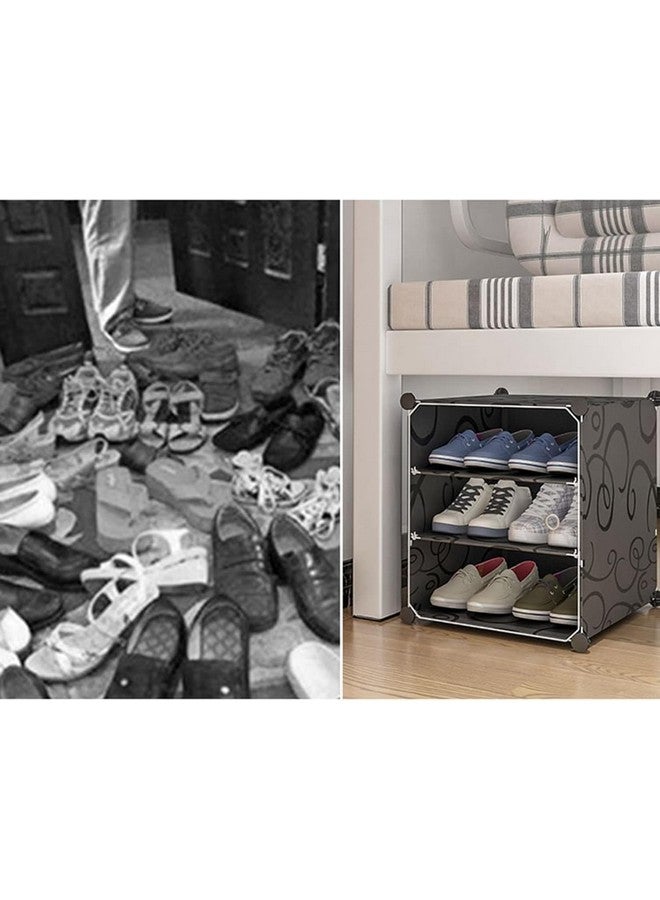 Zemic Plastic Shoe Rack for Home with Door,Adjustable Plastic Shoe Rack for Bedroom/Outdoor Waterproof,Multi-Purpose Shoe Organizer,High-Density PP Frame for Stability (6-SHELF-2-DOOR, Black) - Image 3
