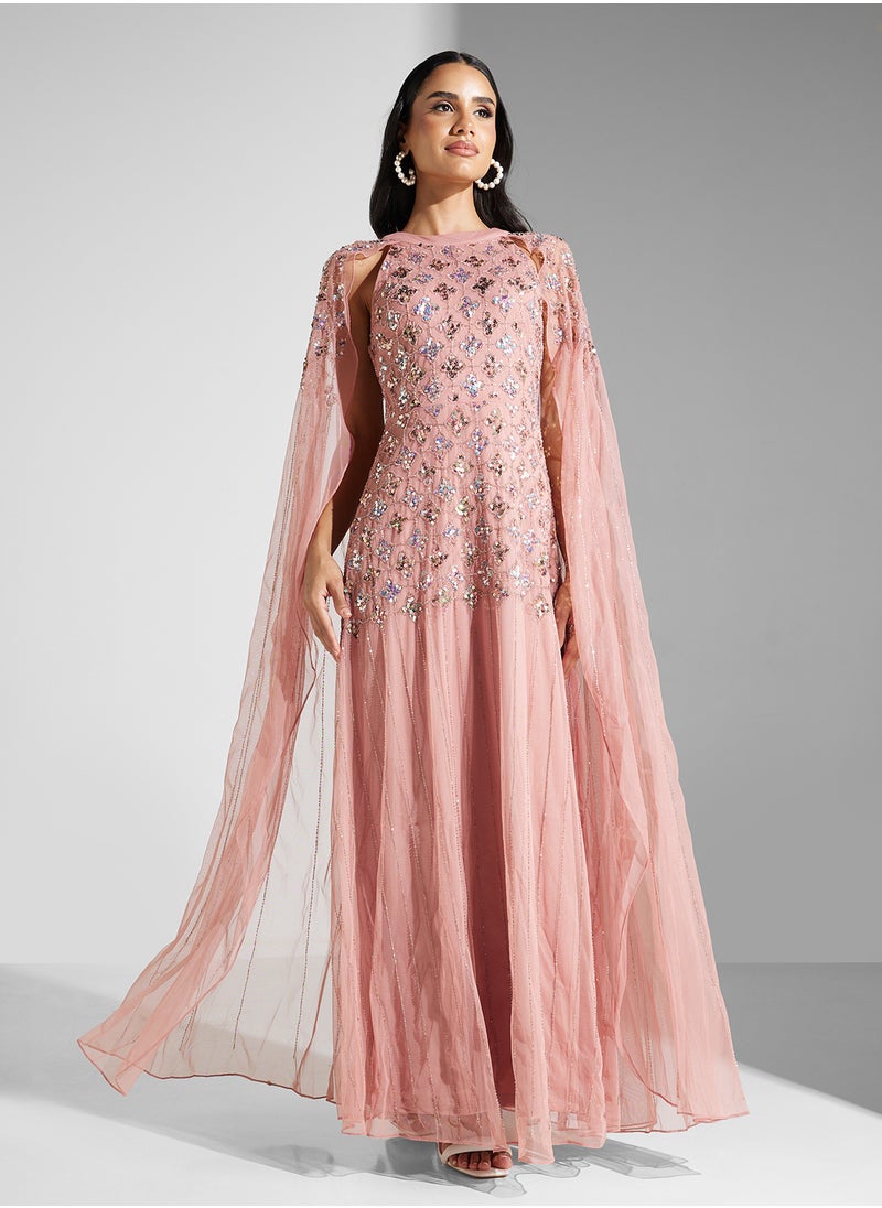 Amelia Rose Embellished Mesh Detailed Dress  - Image 4