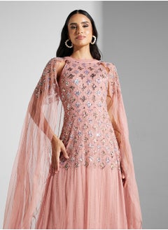 Amelia Rose Embellished Mesh Detailed Dress  - Image 3
