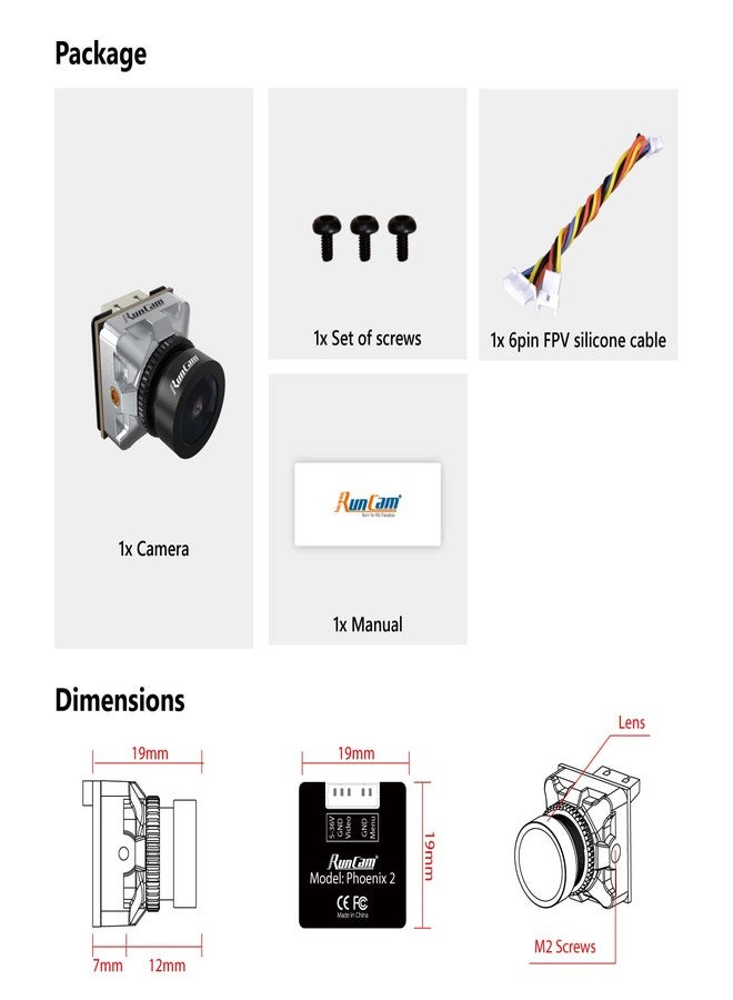 RunCam Phoenix 2 Micro FPV Camera 1000TVL FOV 155° Super Global WDR Day and Night Freestyle Camera with 2.1mm Lens 4:3/16:9 Switchable for FPV Drones etc. - Image 5