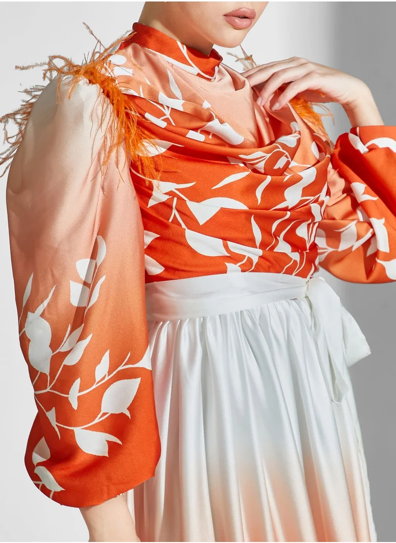 Namshi X Ali Asaad Balloon Sleeve Belted Dress