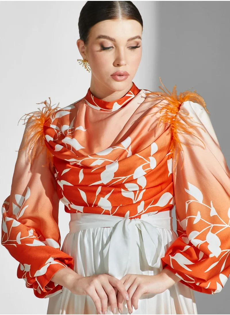 Namshi X Ali Asaad Balloon Sleeve Belted Dress