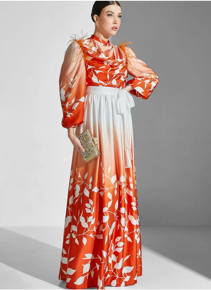Namshi X Ali Asaad Balloon Sleeve Belted Dress
