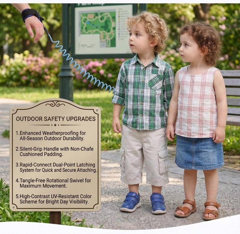 Safe-O-Kid® Baby Wrist Link with Key - Adjustable Strap Safety Link for Toddler, Anti-Lost Child Wrist Strap for Outdoor & Travel - Blue - Image 2