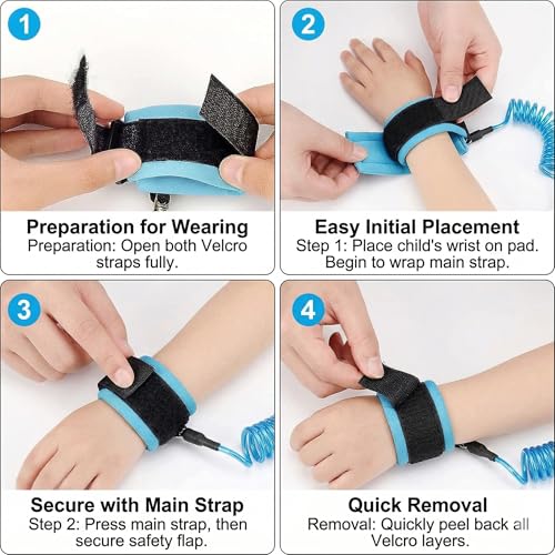 Safe-O-Kid® Baby Wrist Link with Key - Adjustable Strap Safety Link for Toddler, Anti-Lost Child Wrist Strap for Outdoor & Travel - Blue - Image 4