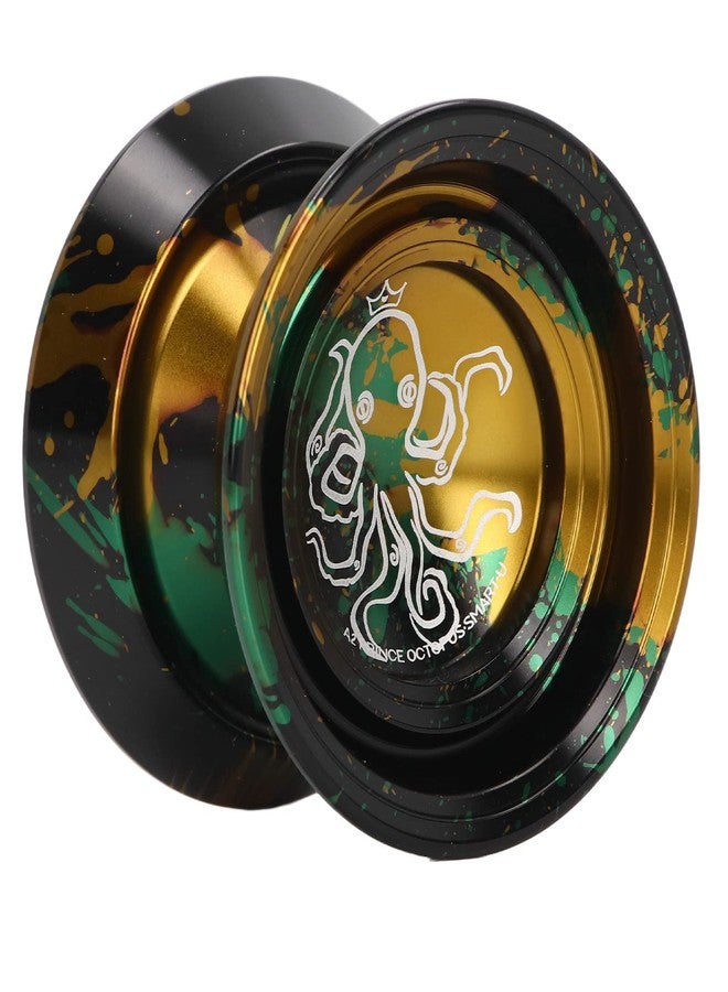 Focket Unresponsive Yoyo, Metal Yoyo for Adults Advanced Yoyo Players, Professional Yoyo with 3 Yoyo Strings Glove, Yoyo Ball for Kids Beginner Bind Return Trick Yoyo (Black Gold) - Image 1