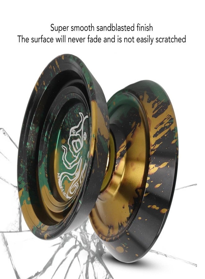 Focket Unresponsive Yoyo, Metal Yoyo for Adults Advanced Yoyo Players, Professional Yoyo with 3 Yoyo Strings Glove, Yoyo Ball for Kids Beginner Bind Return Trick Yoyo (Black Gold) - Image 5