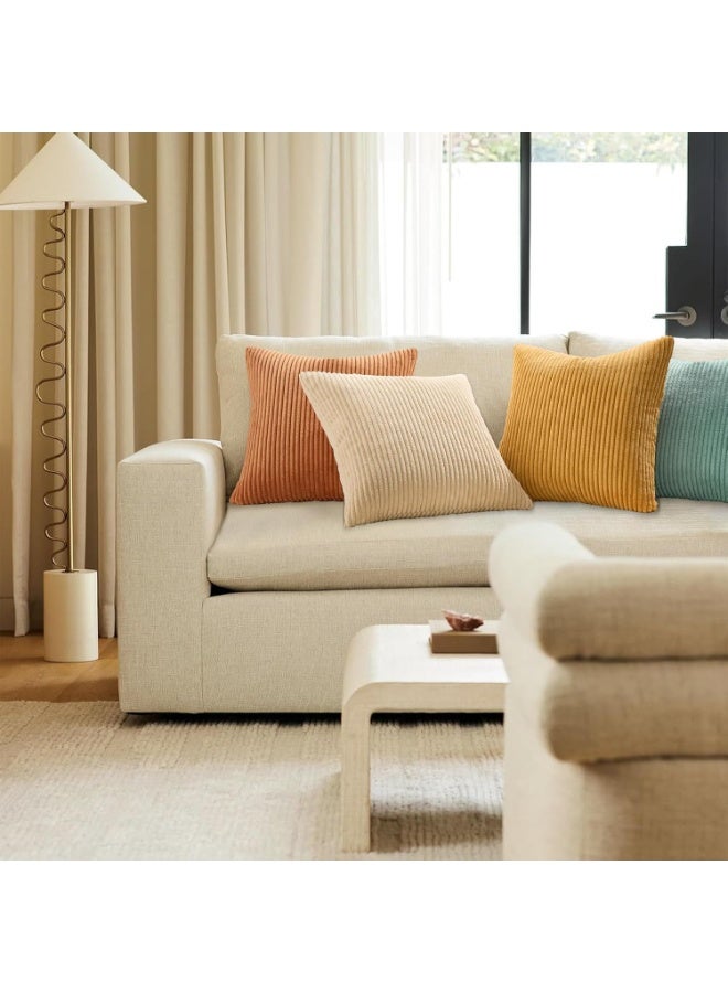 توب فينيل اغطية وسائد ديكورية، مجموعة من 4 قطع من المخمل الناعم بتصميم عصري مزدوج الجوانب، يمكن مزجها ومطابقتها لديكور المنزل الريفي بنمط بوهو (18 × 18 انش، برتقالي/ازرق مخضر) - Image 5