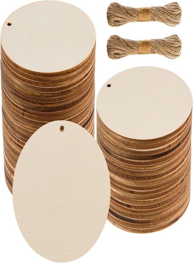 Curious Button 50 Pcs 3 Inch Unfinished Wood Circles Door Hanger, 3 Inch Natural Wooden Round Cutouts,2.7 mm Blank Round Wood, for DIY Crafts Project, Painting, Writing, Engraving, Home Wedding Decoration - Image 1