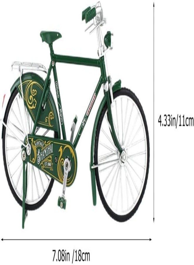 BABA FAB Vintage 1:10 Scale Diecast Metal Retro Bicycle Ornaments Desktop Mini Alloy Classical Bike Toy Figurines Home Decoration for Children Toys Gifts (Green) - Image 2