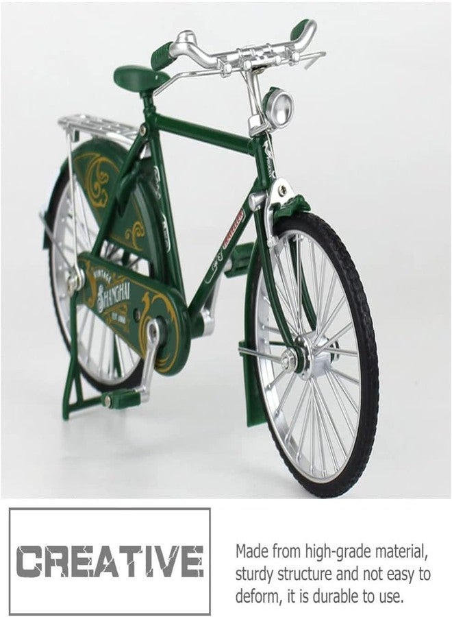 BABA FAB Vintage 1:10 Scale Diecast Metal Retro Bicycle Ornaments Desktop Mini Alloy Classical Bike Toy Figurines Home Decoration for Children Toys Gifts (Green) - Image 4