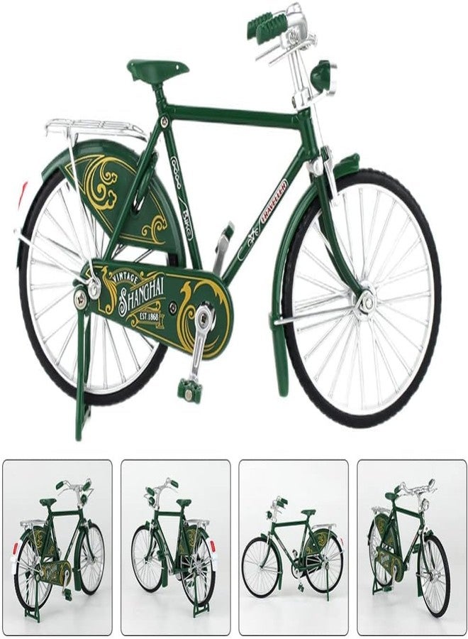 BABA FAB Vintage 1:10 Scale Diecast Metal Retro Bicycle Ornaments Desktop Mini Alloy Classical Bike Toy Figurines Home Decoration for Children Toys Gifts (Green) - Image 3