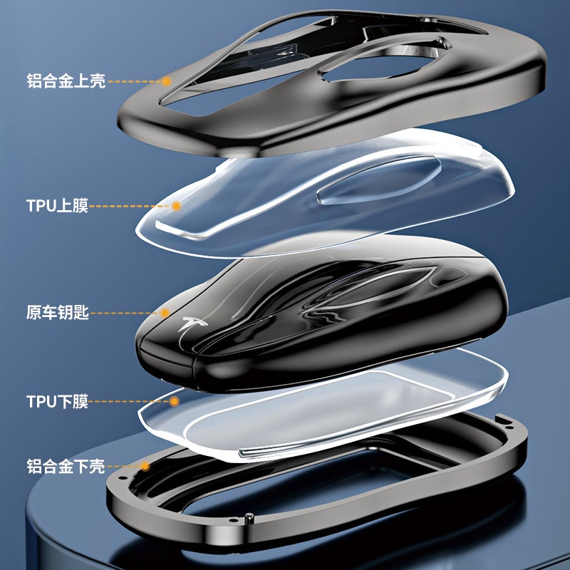 Suitable For Tesla Key Case Models/Y Key Case Model3 Aluminum Alloy All-Inclusive Key Case Case Buckle - Image 3
