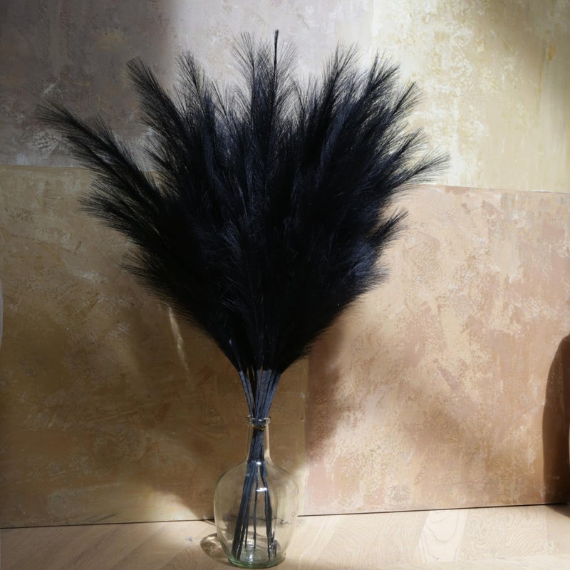 Qubitful Faux Pampas Grass Tall, 9 PCS 43''/ 110 cm Large Black Pampas Grass Decor, Fake Pompas Branches, Long Feathers for Floor Vase, Boho Flower Arrangement for Home Wedding Decor (Black) - Image 4
