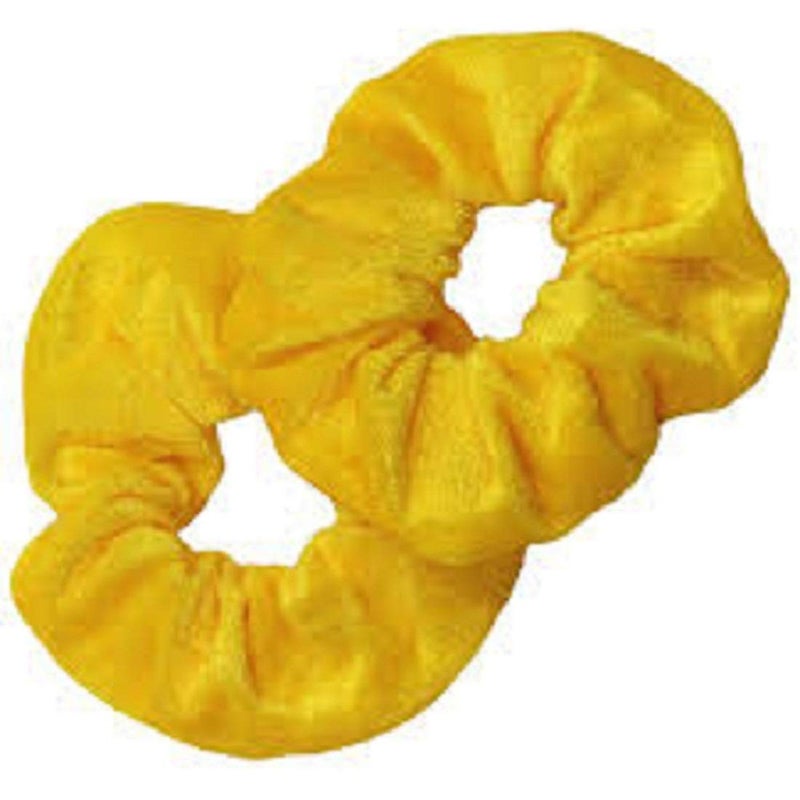 IBDA Premium Velvet Yellow Hair Scrunchies Pack of 02 Ponytail Holder Handmade with Bobble Hair Tie RubberElastic Head Band Accessories Adjustable Size