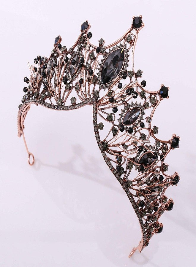 ZaneGear Crystal Wedding Crowns, Baroque Queen Crowns, Costume Party Hair Accessories, for Women and Girls(Black Crown) - Image 3