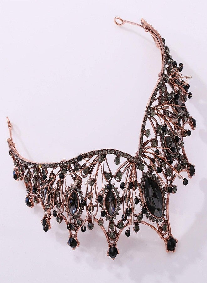 ZaneGear Crystal Wedding Crowns, Baroque Queen Crowns, Costume Party Hair Accessories, for Women and Girls(Black Crown) - Image 4