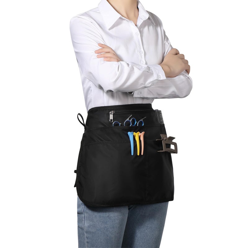 Bafelia Barber Apron with 6 Pockets, Waterproof and Bleach-proof Hair Stylist Apron for Men Women,Hairdresser Apron for Cosmetology (Black) - Image 2