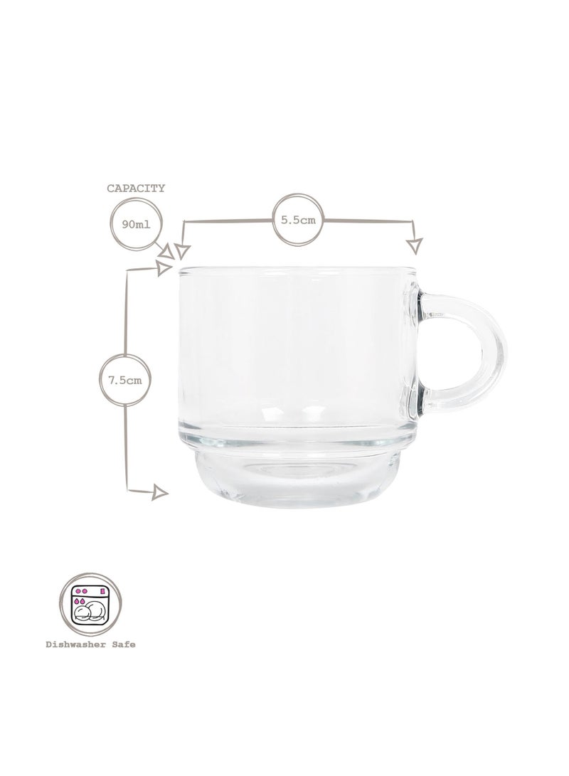 LAV 6 Pieces Cozy Coffee Mug Set 91 Ml - Clear - Image 2