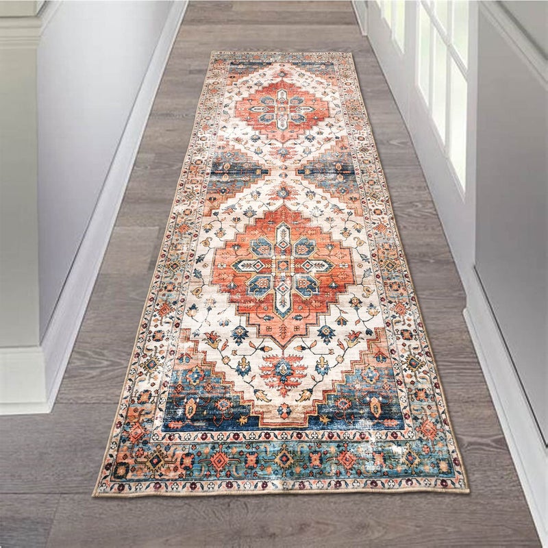 Aopota Aopota Hallway Runner Rug 2x6 Distressed Washable Vintage Kitchen Non Slip Bedroom Kitchen Laundry Room