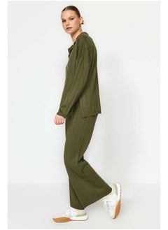 trendyol Khaki Wide Pattern Knitwear Bottom-Top Set TWOAW24AU00092  - Image 2