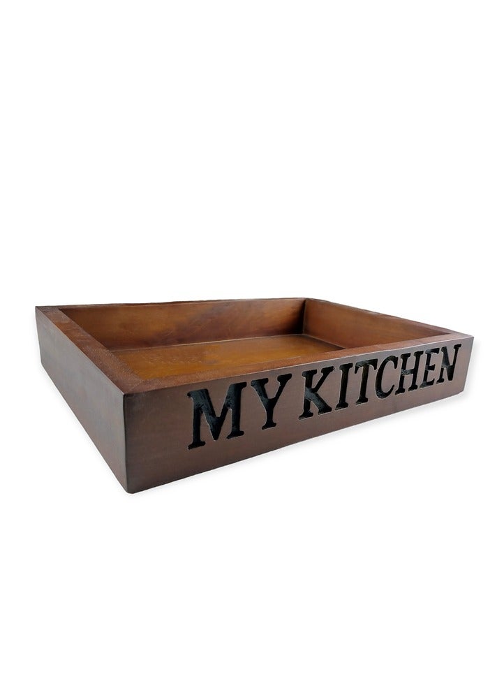 1 pc Kitchen Organizer Tray Wood 30 x 20 cm - Image 1