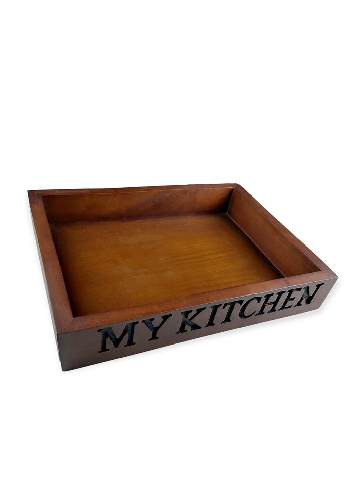 1 pc Kitchen Organizer Tray Wood 30 x 20 cm - Image 2