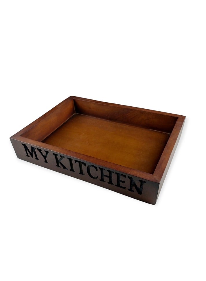 1 pc Kitchen Organizer Tray Wood 30 x 20 cm - Image 3