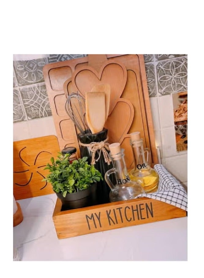 1 pc Kitchen Organizer Tray Wood 30 x 20 cm - Image 4