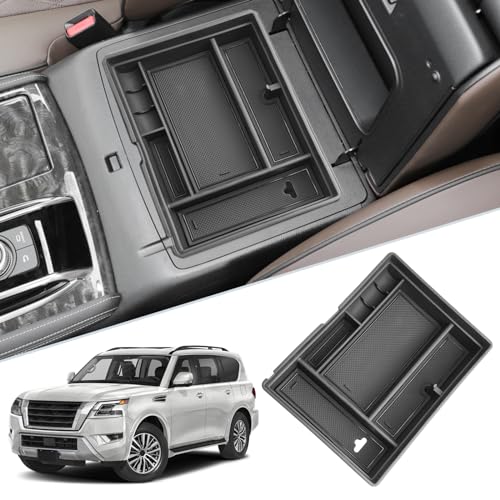 SKTU for 2021-2024 Nissan Armada/ 2022 2023 2024 Infiniti QX80 Center Console Organizer 2024 QX80/ 2024 Armada Console Tray 2023 2024 Armada Accessories (Front Driver's Row) - Image 1
