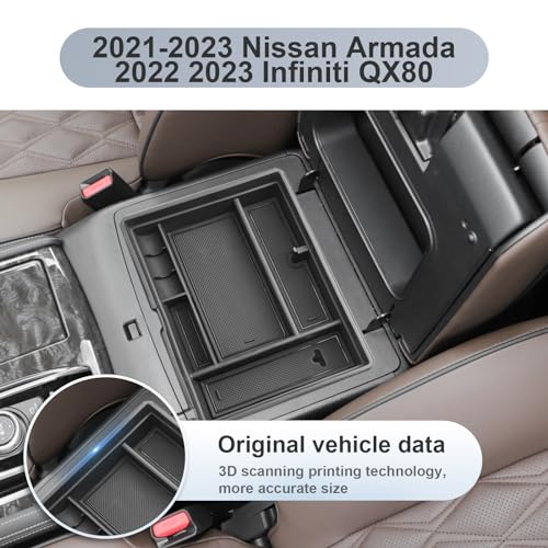 SKTU for 2021-2024 Nissan Armada/ 2022 2023 2024 Infiniti QX80 Center Console Organizer 2024 QX80/ 2024 Armada Console Tray 2023 2024 Armada Accessories (Front Driver's Row) - Image 4