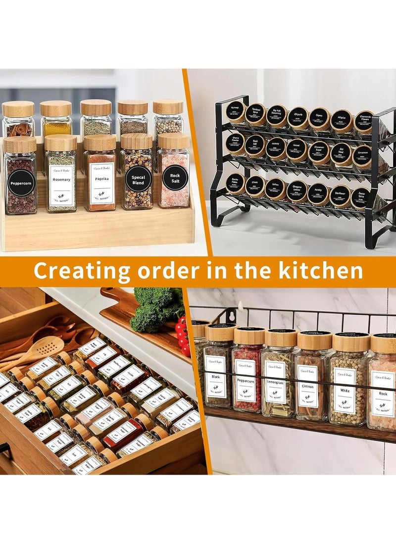 Yoawllty - Glass Spice Jars, 24Pcs Empty Square Spice Containers with Bamboo Lids, 4oz Glass Storage Containers Jars with Labels Stickers, Shaker Lids, Funnel, Paint Pens and Cleaning Brush - Image 1
