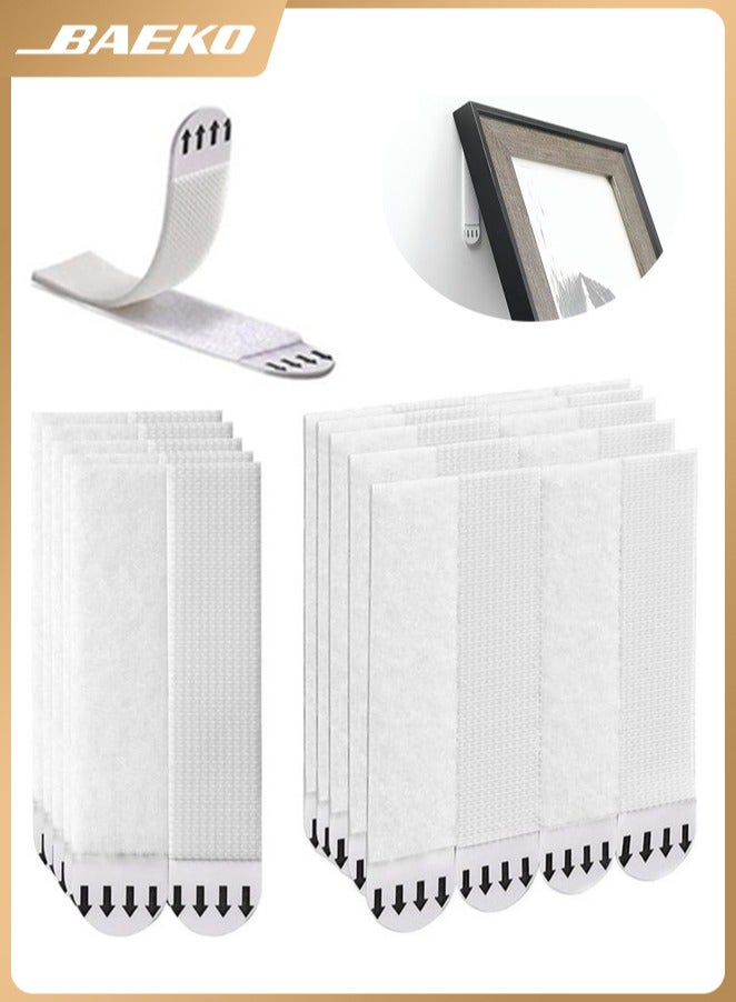 BAEKO 24 Pairs (48 Strips) Picture Hanging Strips, Heavy Duty Sticky Picture Hangers for Walls, Hanging Pictures Without Nail, Damage Free Refill Adhesive Poster Strips, Frame Mounting Strips (White) - Image 1