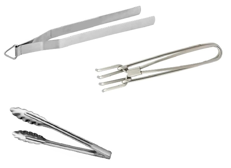 Dynore Stainless Steel 3 Pcs Kitchen Utility Set- Chimta, Pakkad and Utility Tong - Image 1