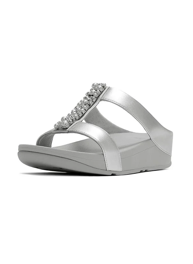 Fitflop  FINO PEARLS-AND-CRYSTAL H-BAR SLIDES for Women | Best Price UAE