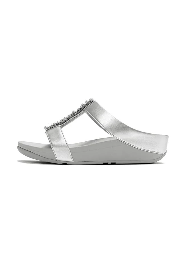 Fitflop  FINO PEARLS-AND-CRYSTAL H-BAR SLIDES for Women | Best Price UAE