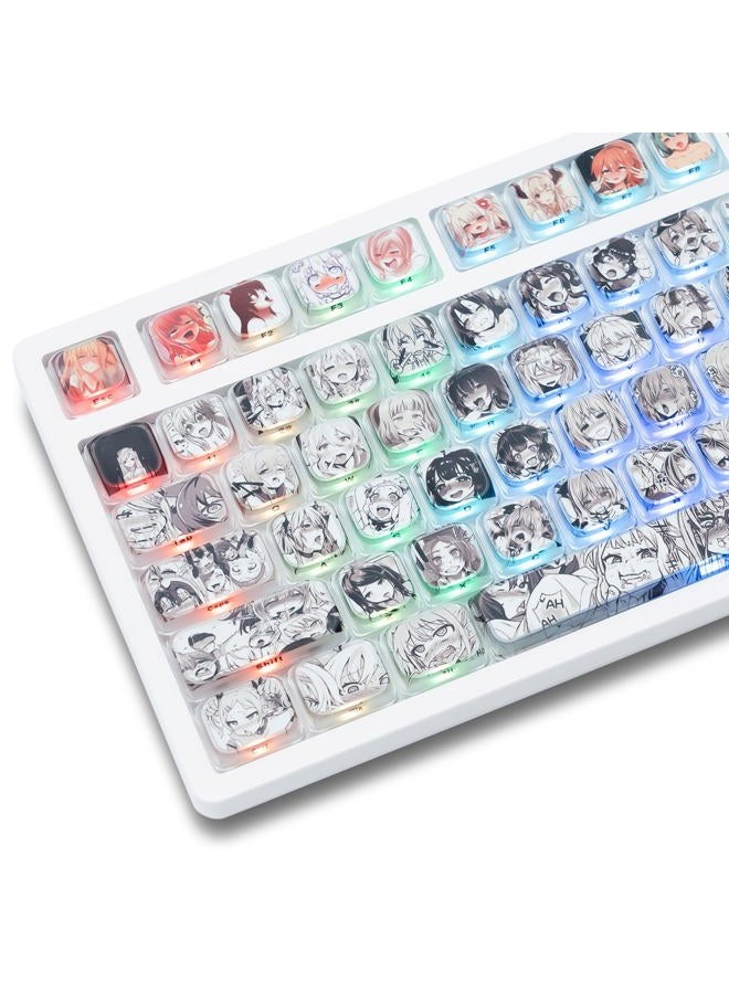 GMKWTL Anime Pudding Keycap,Low Profile Clear Keycaps, XVX Shine Though Side Print Key Cap Set with Dye Sublimation Suitable for Most 75 Percent 60% 100% Cherry MX Gateron Switches Mechanical Keyboard - Image 1