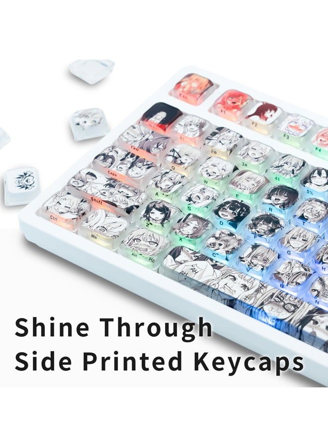 GMKWTL Anime Pudding Keycap,Low Profile Clear Keycaps, XVX Shine Though Side Print Key Cap Set with Dye Sublimation Suitable for Most 75 Percent 60% 100% Cherry MX Gateron Switches Mechanical Keyboard - Image 2
