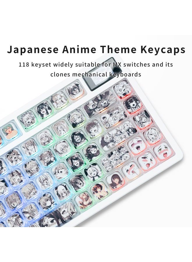 GMKWTL Anime Pudding Keycap,Low Profile Clear Keycaps, XVX Shine Though Side Print Key Cap Set with Dye Sublimation Suitable for Most 75 Percent 60% 100% Cherry MX Gateron Switches Mechanical Keyboard - Image 5